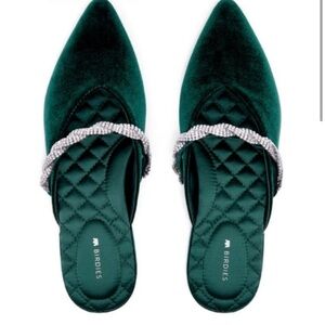 Birdies The Swan in Green Velvet with Gem Bracelet